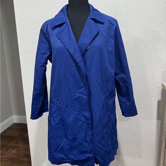 Eileen Fisher Jackets & Blazers - EILEEN FISHER Button-Up Swing Jacket w Pockets Deep Royal Blue Cotton/Nylon sz S